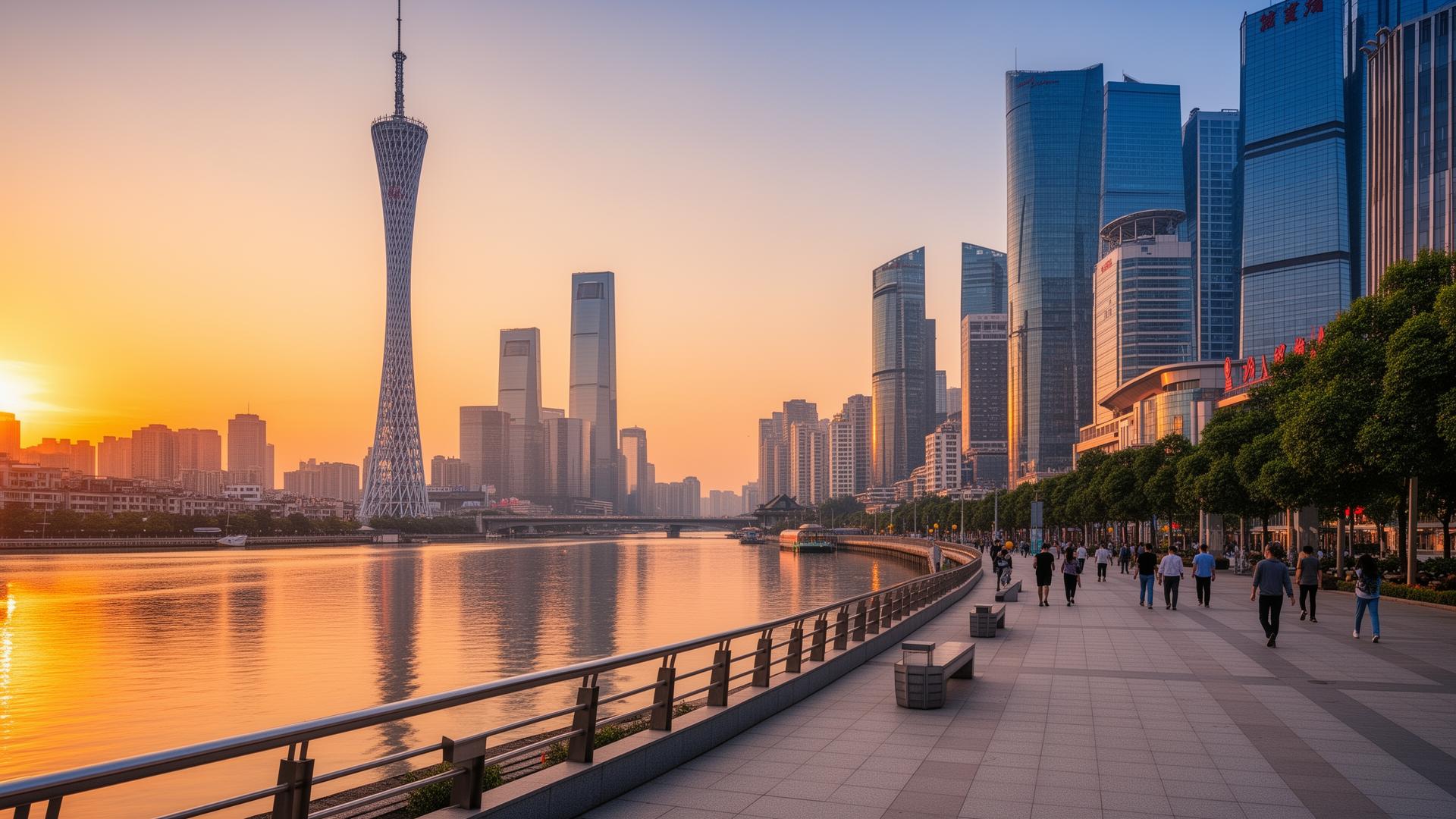 Guangzhou Canton Tower and Pearl River for southern medical access