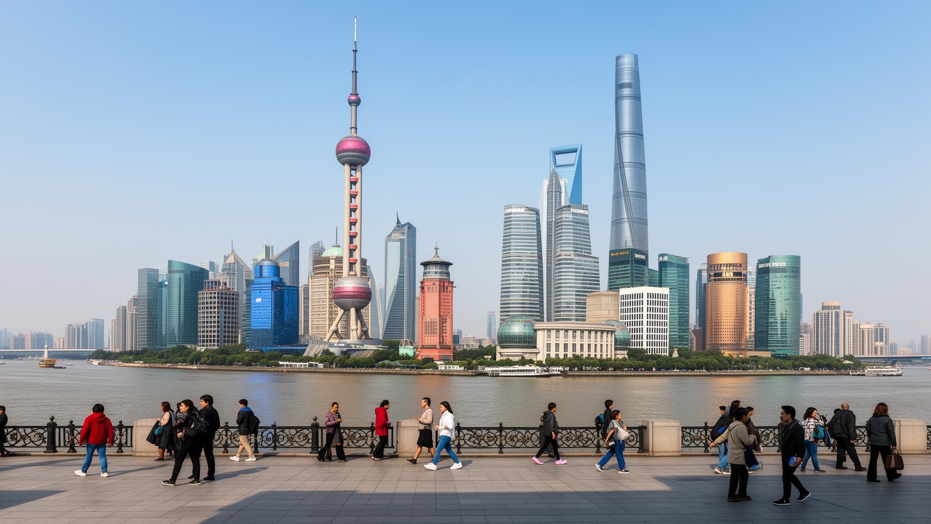 Shanghai skyline from the Bund for first-time international visitors